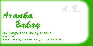 aranka bakay business card